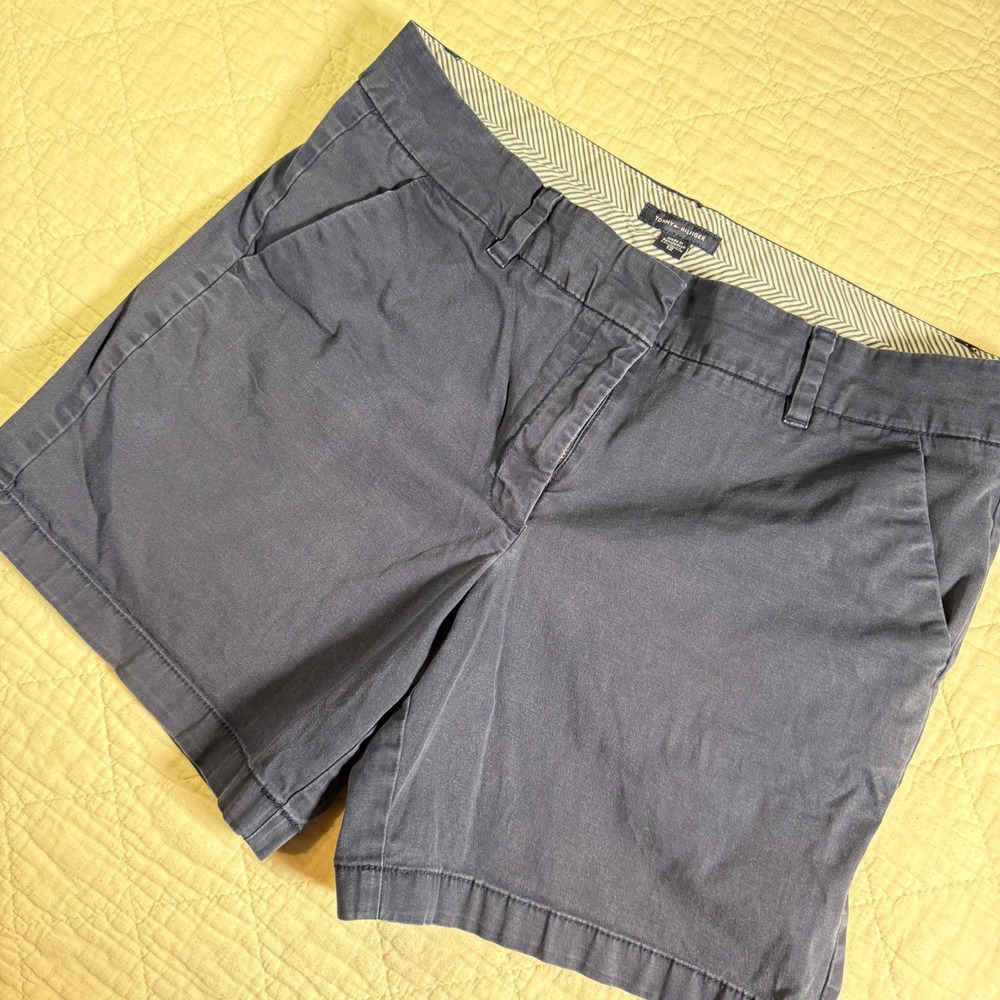 Tommy Hilfiger Womens Navy‎ Blue Chino Shorts Size 12 Cotton Stretch Preppy